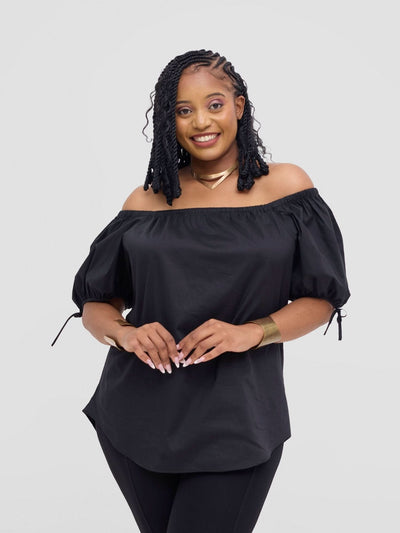 Safari Tawi Off - Shoulder Top - Black - Shopzetu