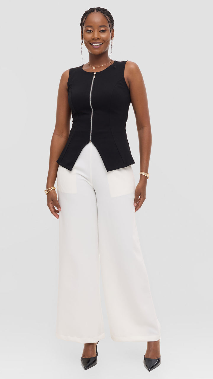 Vivo Sleeveless Vest in Ponte - Black