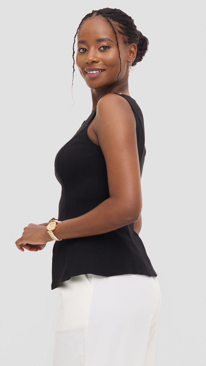Vivo Sleeveless Vest in Ponte - Black