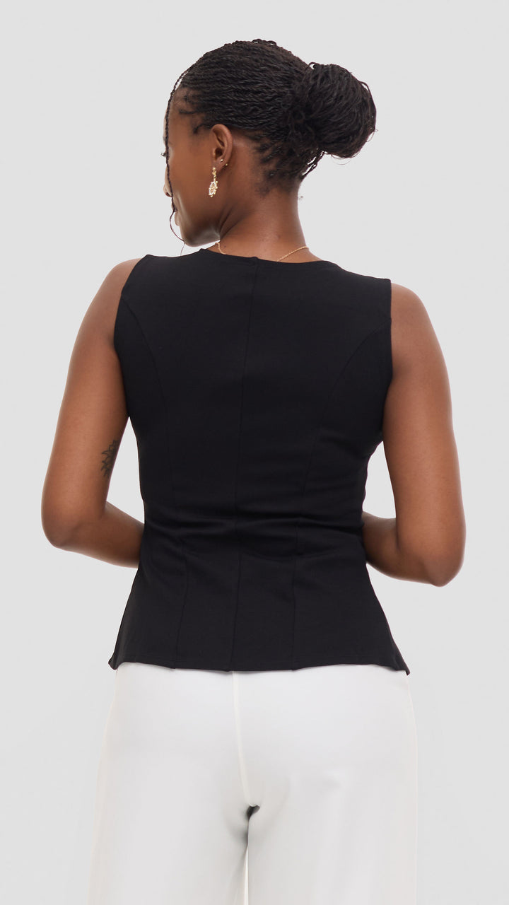 Vivo Sleeveless Vest in Ponte - Black