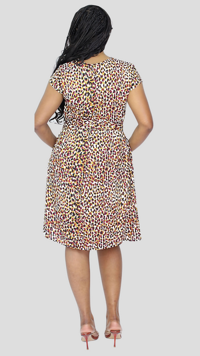The Fashion Frenzy Curvy Plus Size Faraja Leopard Print Shift Dress â€“ Brown