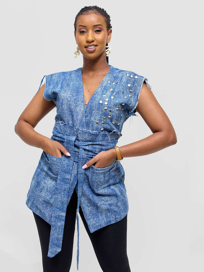 Hisi Studio Likiwaka Liote Vest Coat - Blue