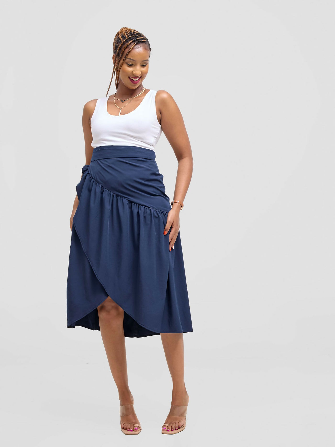 Cuttfitt Wrap Skirt - Navy Blue - Shopzetu