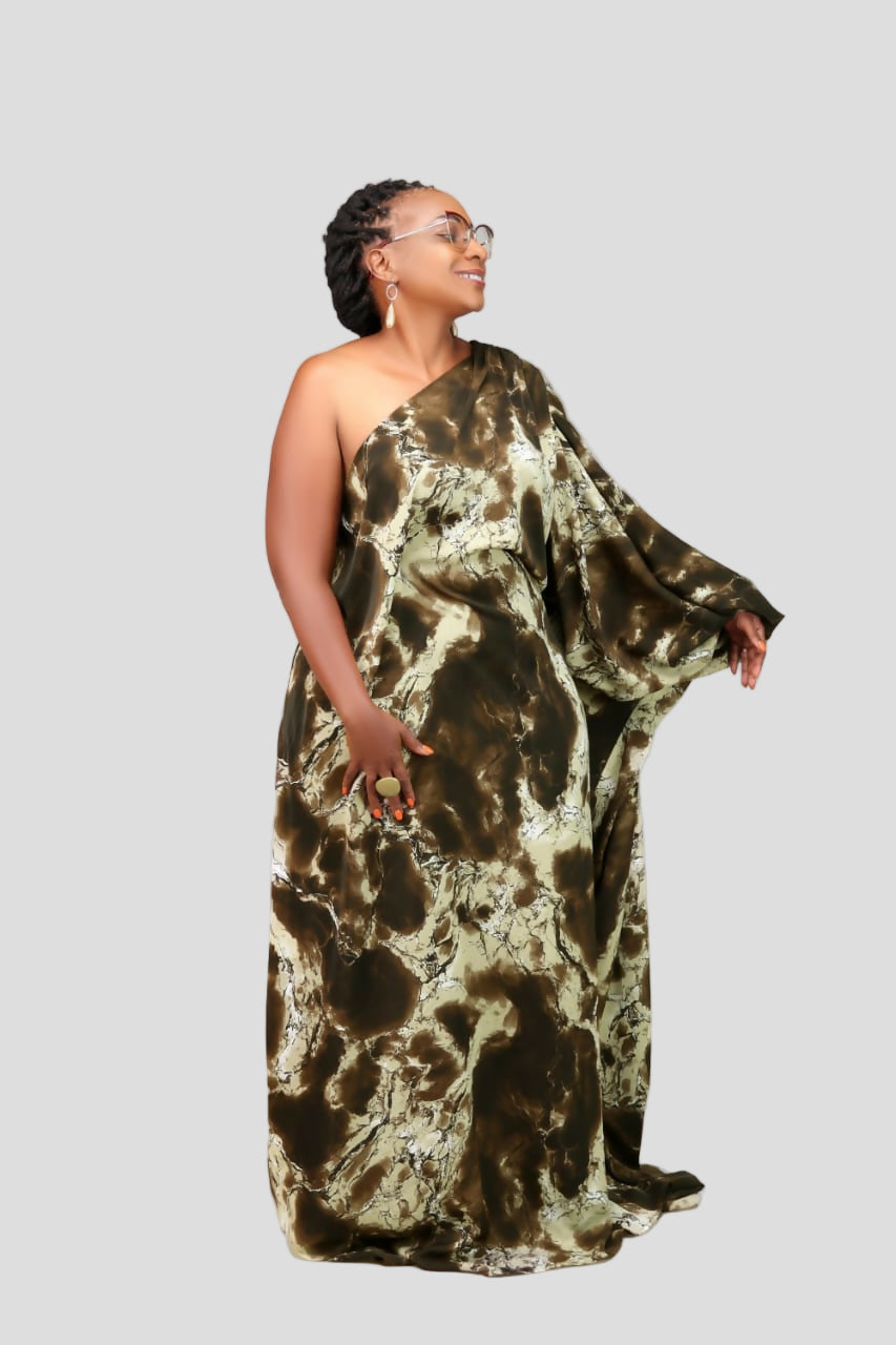 Thick & Fab Curvy Plus Size Fatima Dress - Green Print