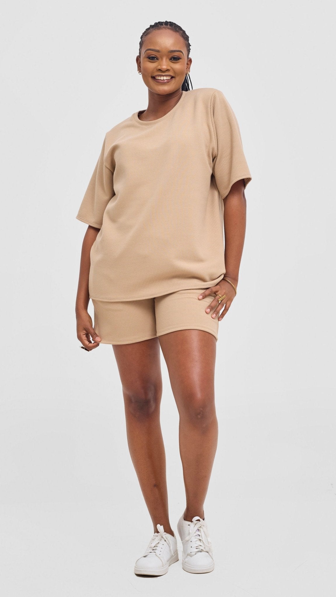 Shiv & Shikie X Safari Boxy T Shirt - Light Taupe - Shopzetu