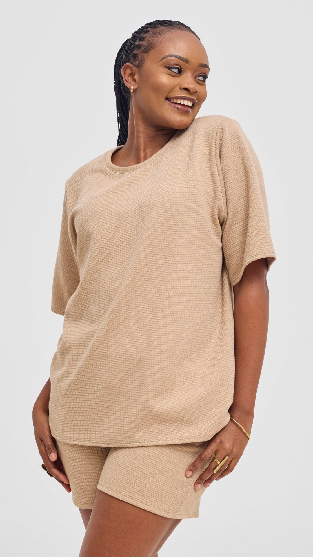 Shiv & Shikie X Safari Drawstring Shorts - Light Taupe - Shopzetu