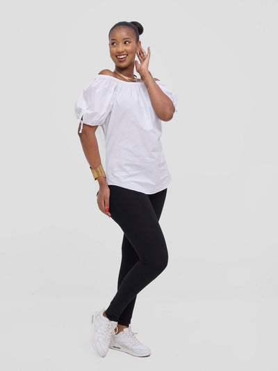 Safari Tawi Off - Shoulder Top - White - Shopzetu