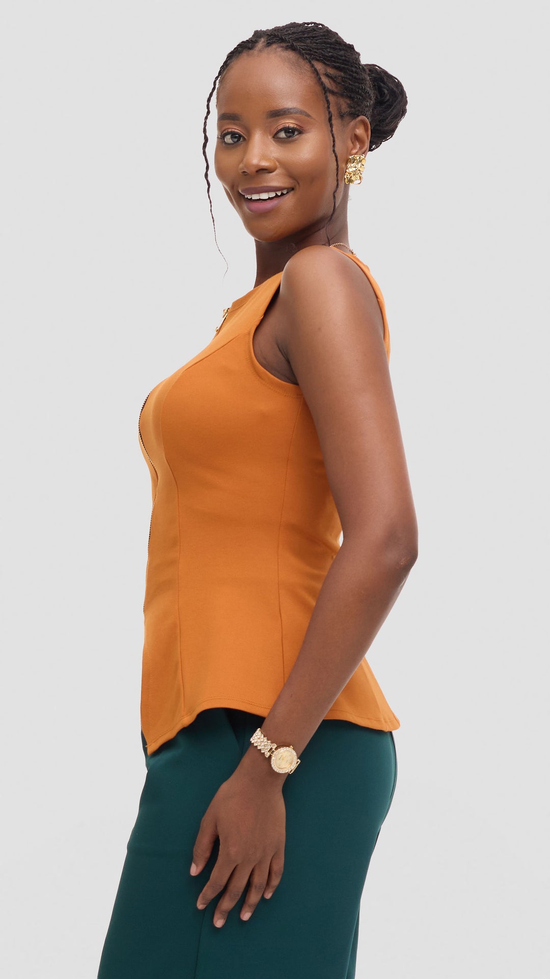 Vivo Sleeveless Vest in Ponte - Rust
