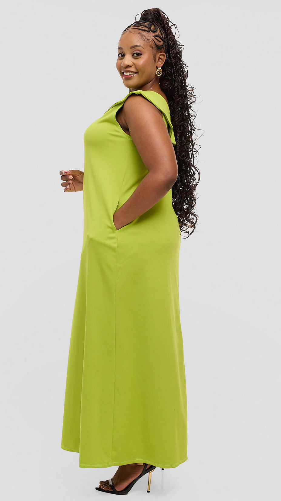 Anzo non-structured A-line Swing Dress - Lime Green