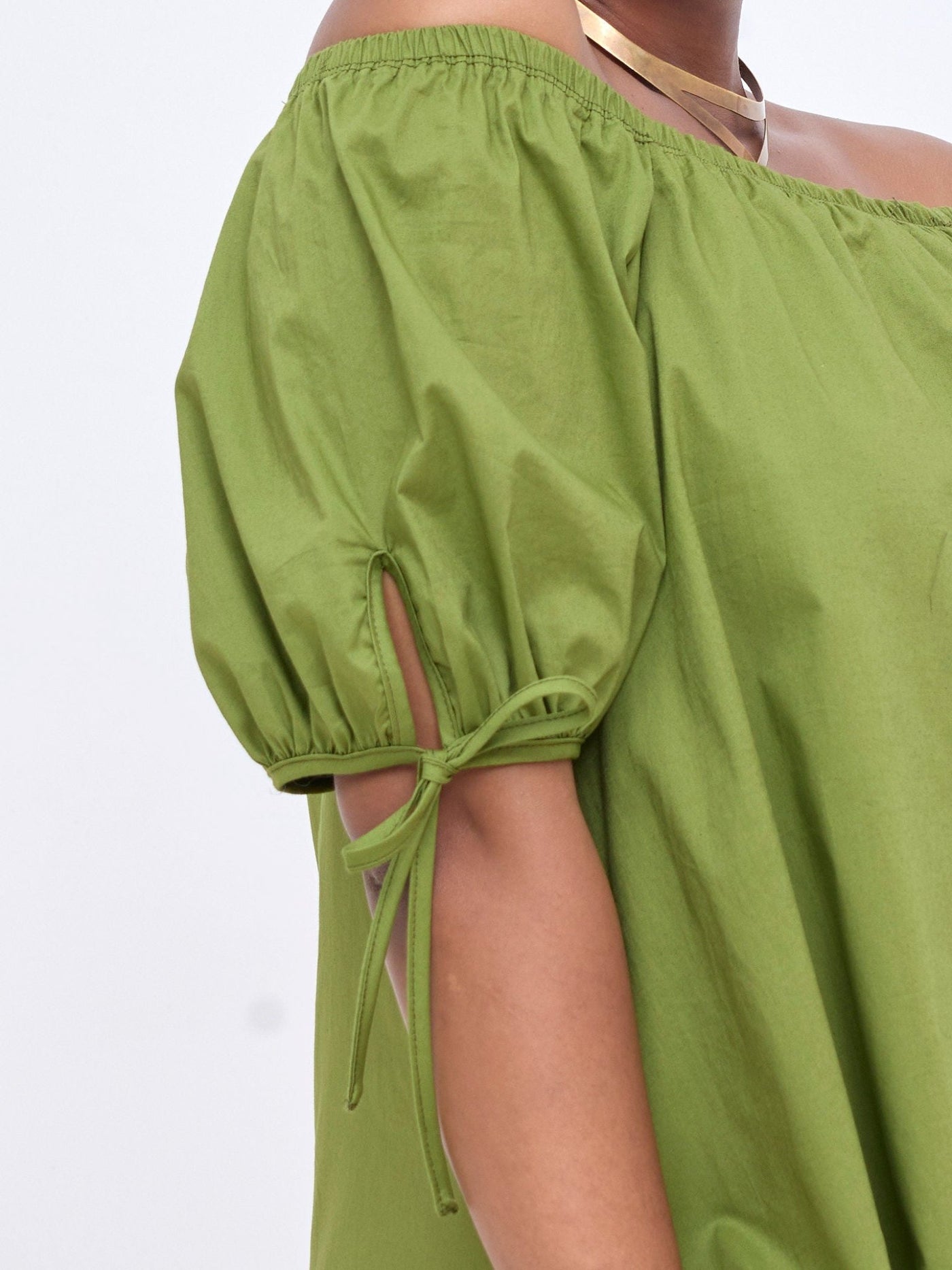 Safari Tawi Off - Shoulder Dress - Green - Shopzetu