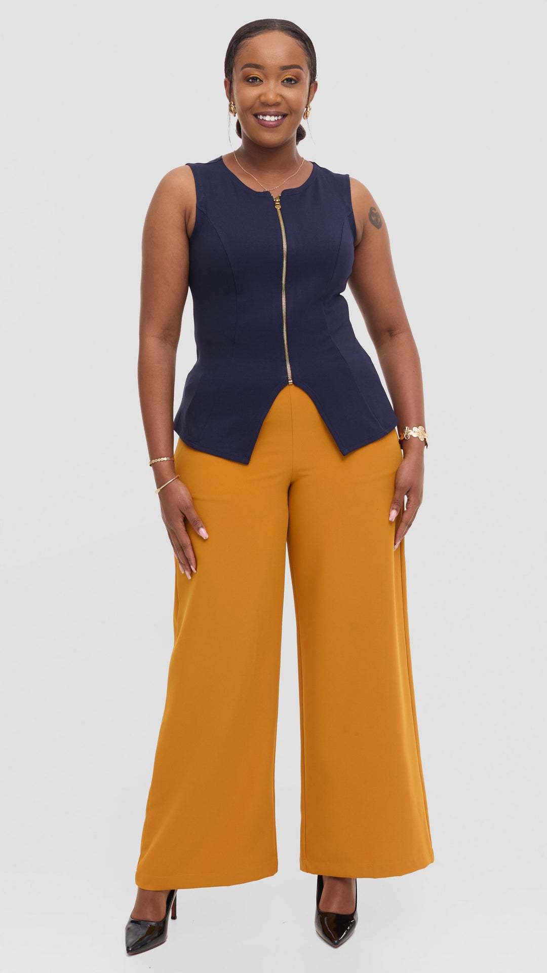 Vivo Sleeveless Vest in Ponte - Navy