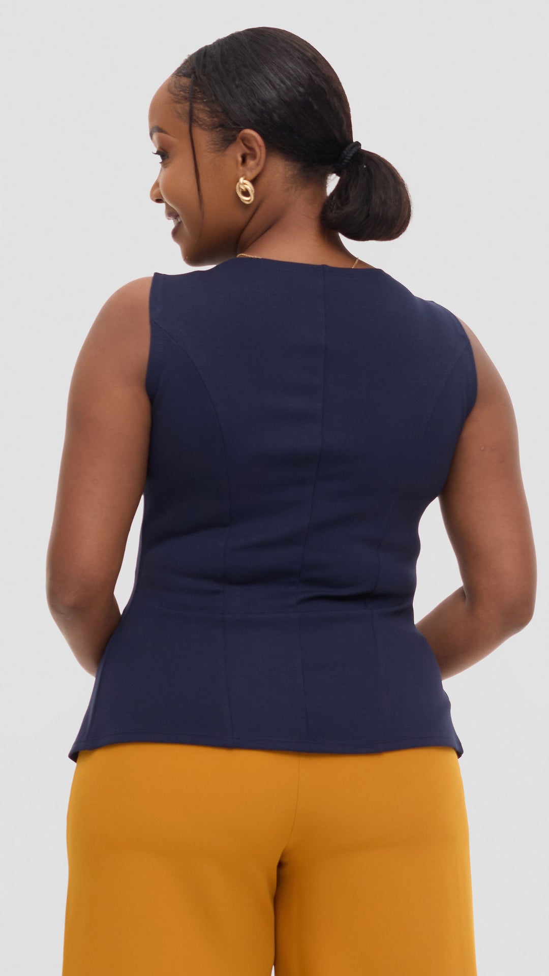 Vivo Sleeveless Vest in Ponte - Navy