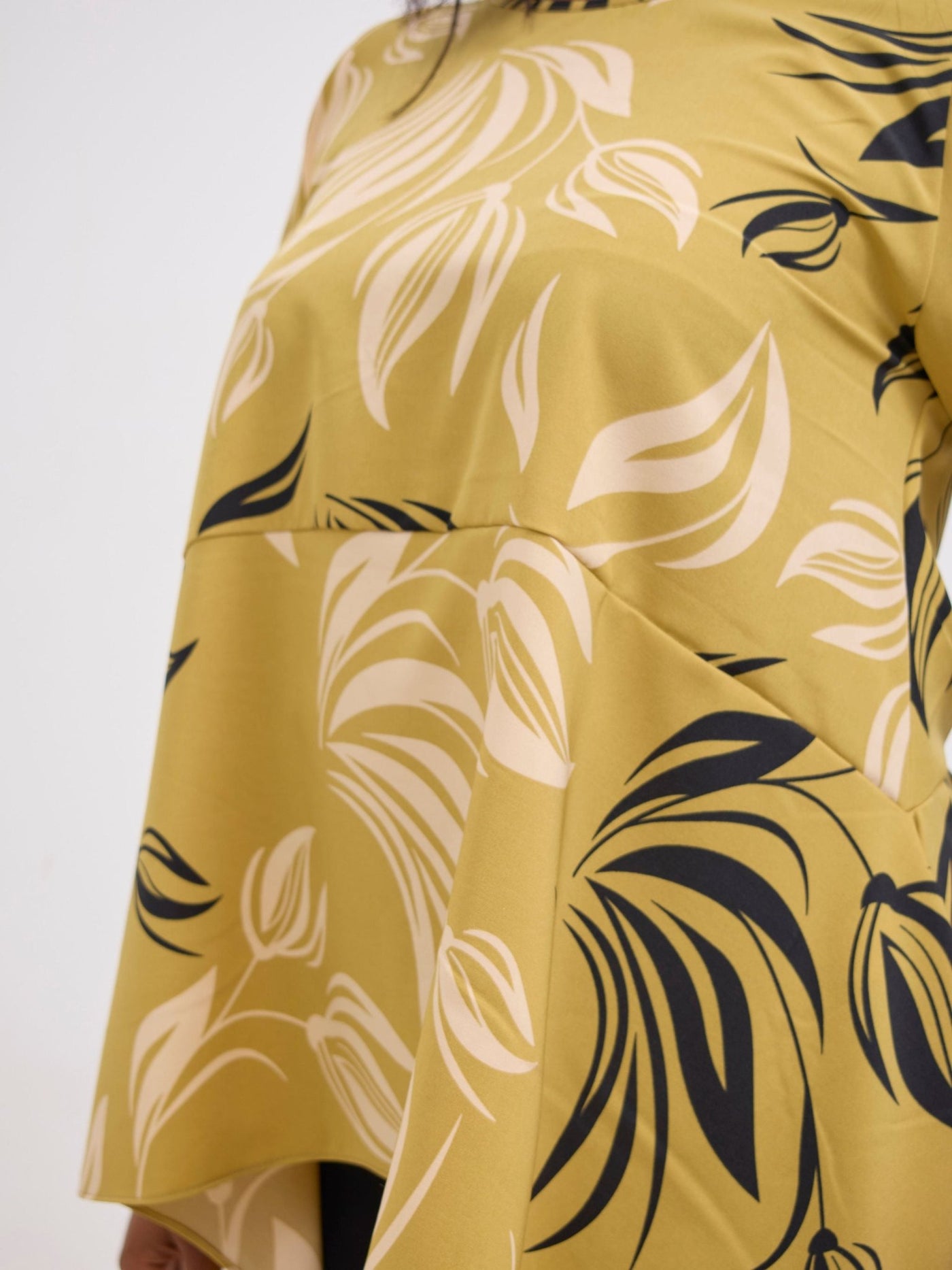 Vivo Soleil Handkerchief Drape Wide Top - Dark Mustard / Peach - Shopzetu