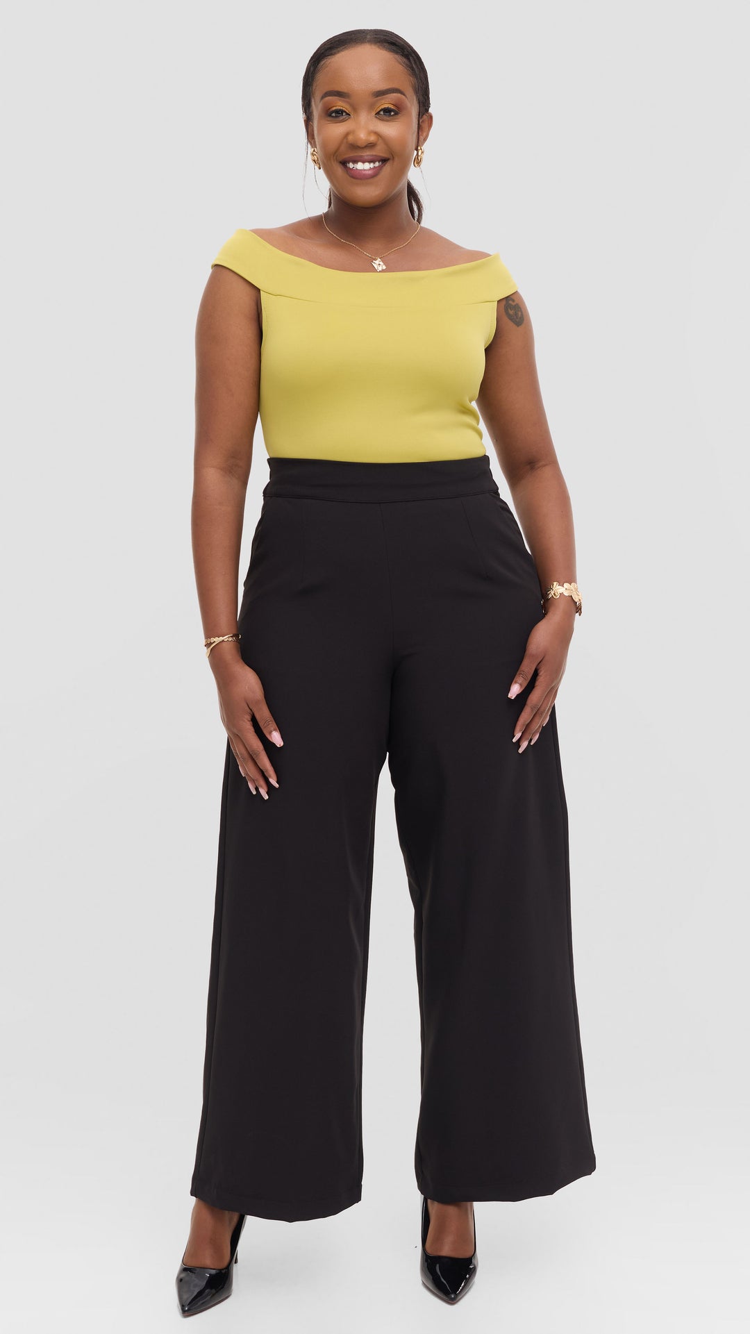 Vivo Boat Neck Top in Scuba - Lime Green