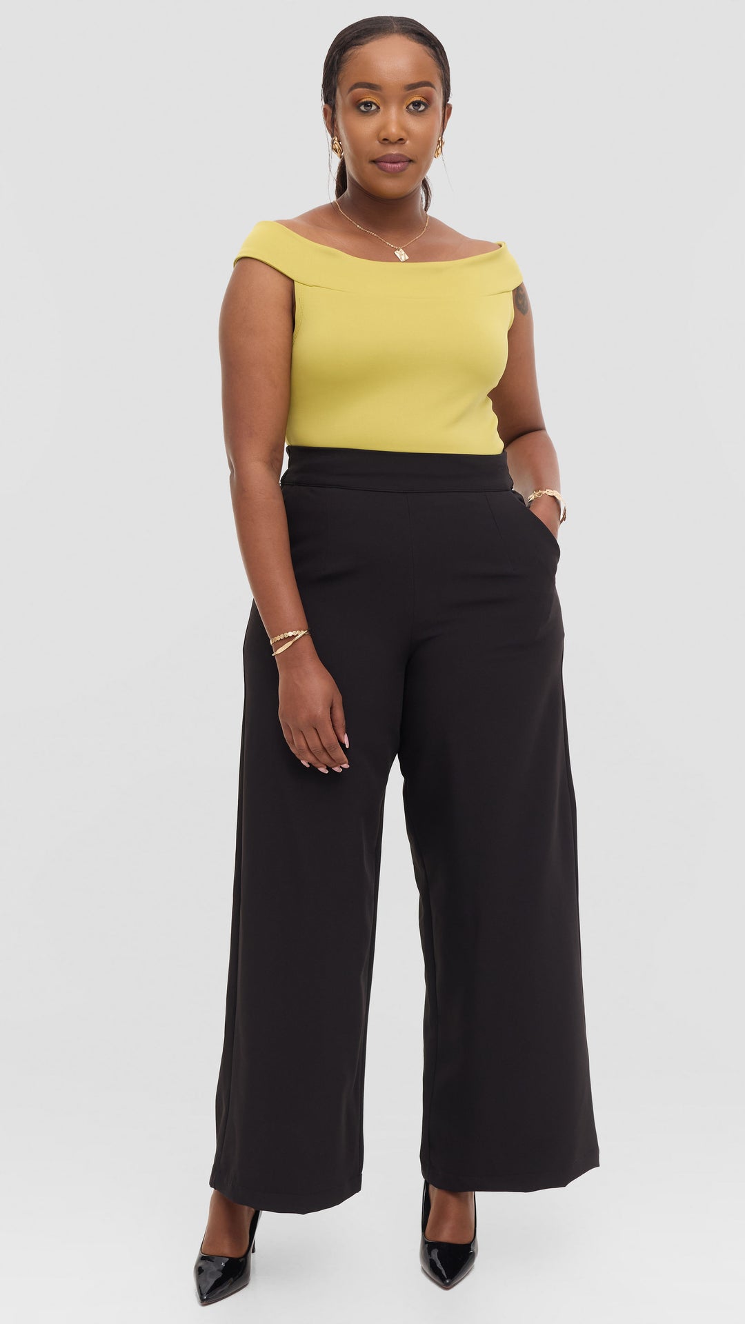 Vivo Boat Neck Top in Scuba - Lime Green