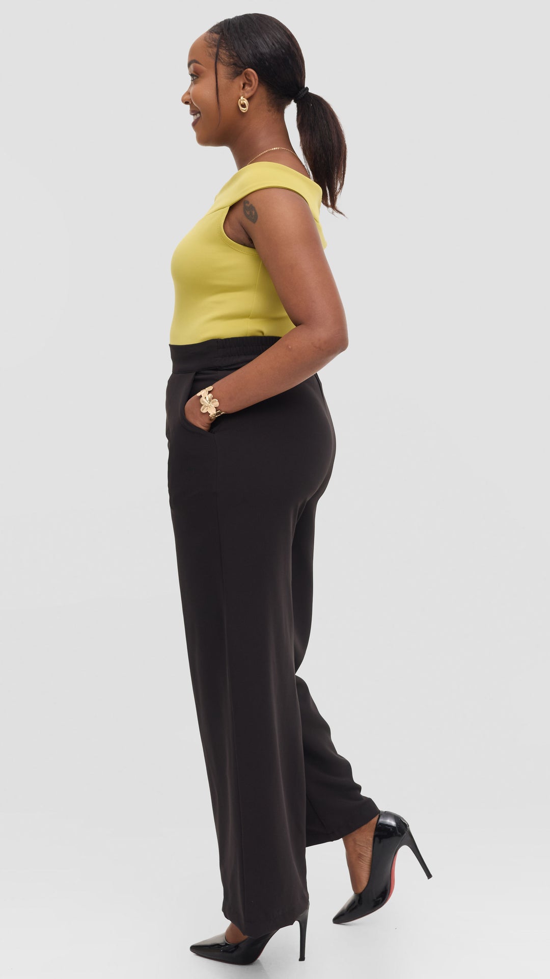 Vivo Boat Neck Top in Scuba - Lime Green