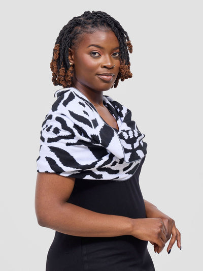 Vivo Lalani Scarf Without Fringes - Black / White Ukwi Print - Shopzetu