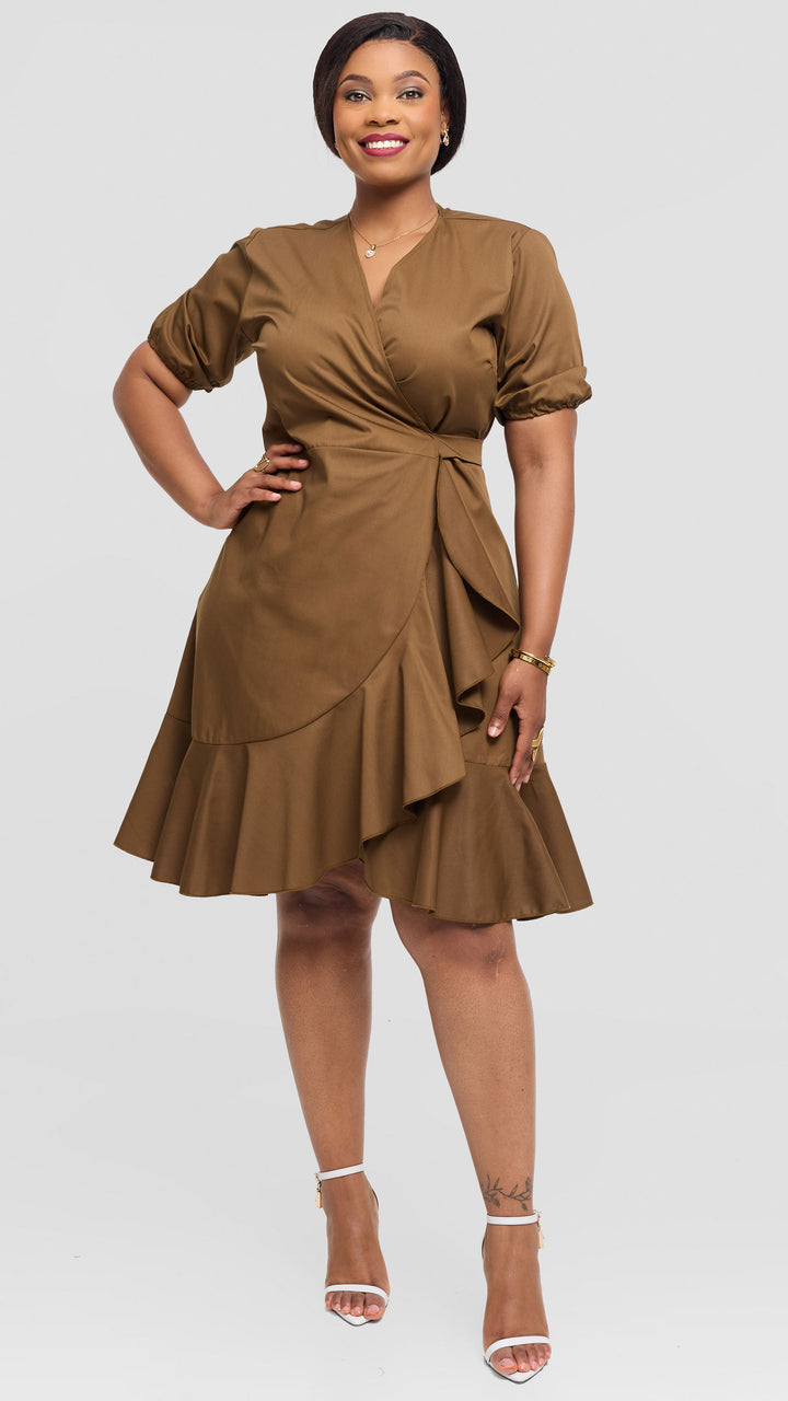 Lizola Willa Wrap Dress - Brown