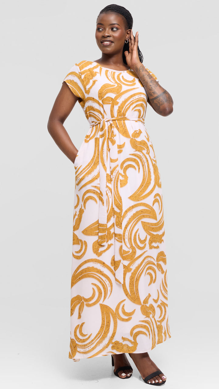 Salok Havilah Tapi Maxi Dress - Mustard Print