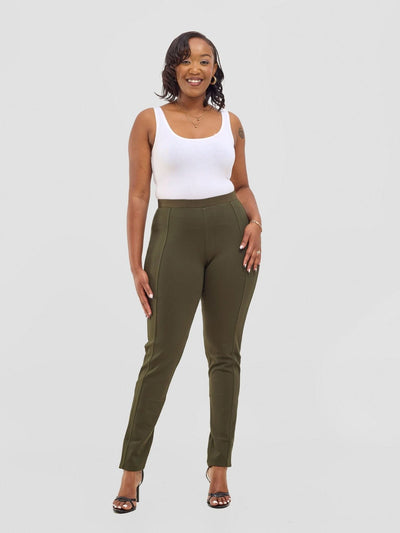 Vivo Basic Panelled Leisure Pants - Hunters Green - Shopzetu