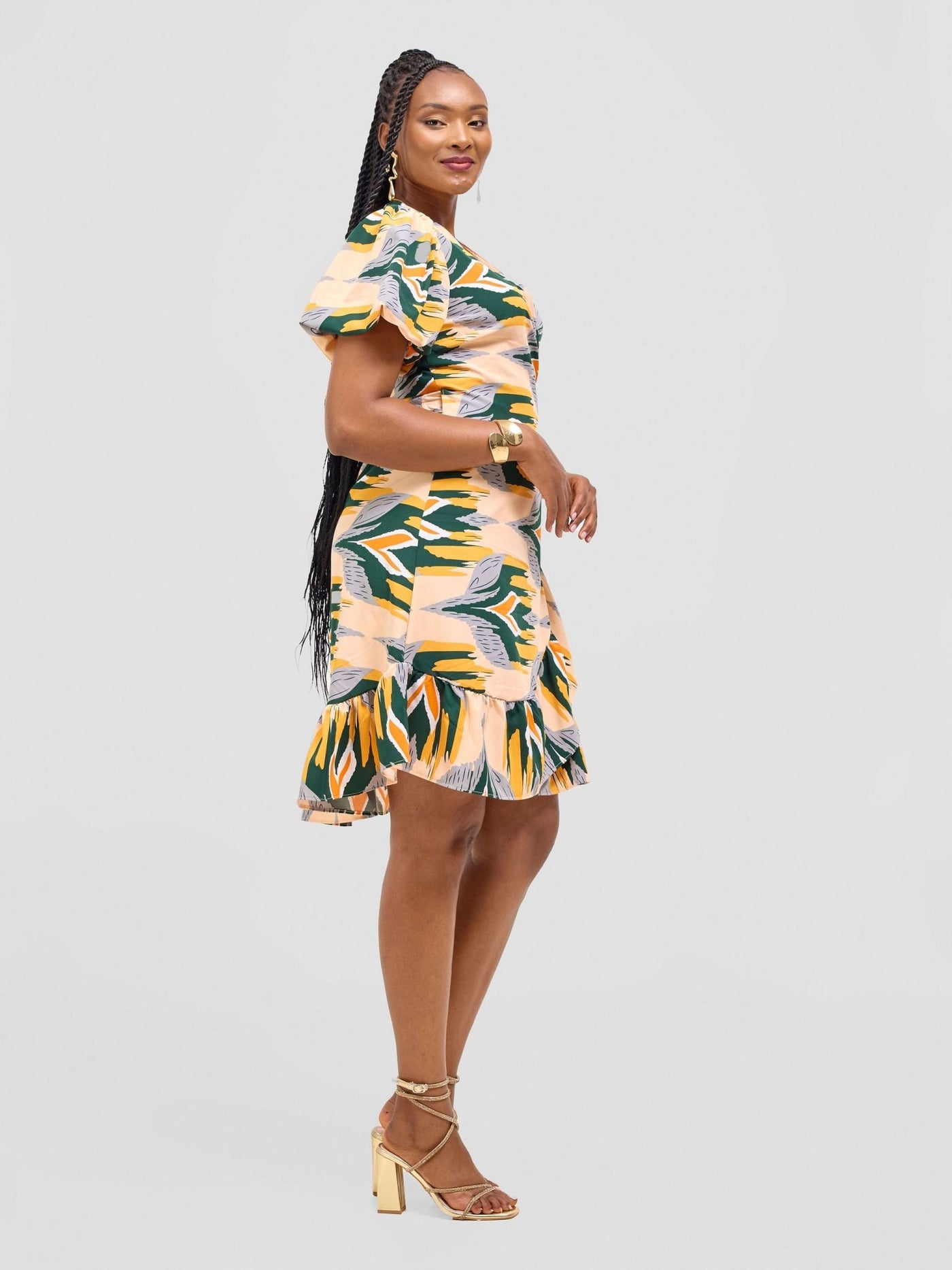 Vivo Hadiya Wrap Dress - Hunters / White Print - Shopzetu