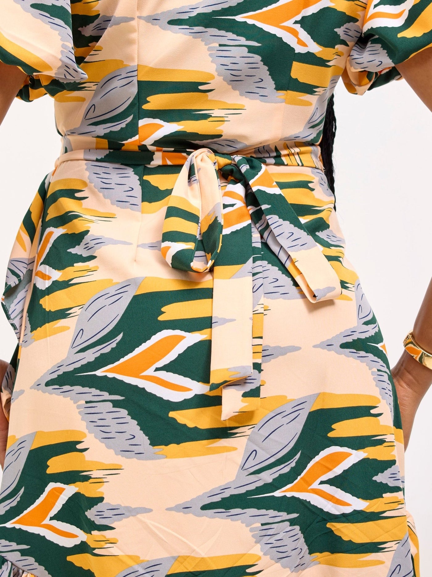 Vivo Hadiya Wrap Dress - Hunters / White Print - Shopzetu