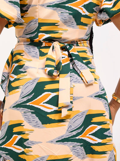 Vivo Hadiya Wrap Dress - Hunters / White Print - Shopzetu