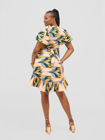 Vivo Hadiya Wrap Dress - Hunters / White Print - Shopzetu