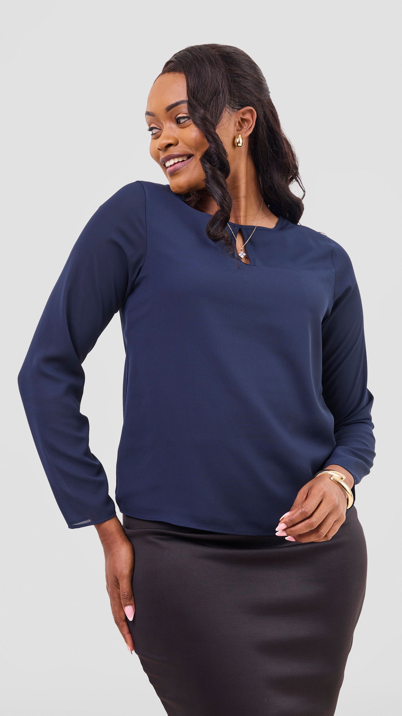 Vivo Sierra Long Sleeve Top(Double Layered) - Navy