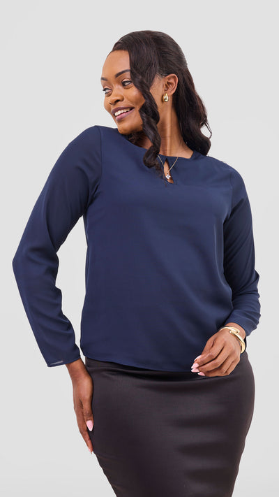 Vivo Sierra Long Sleeve Top(Double Layered) - Navy