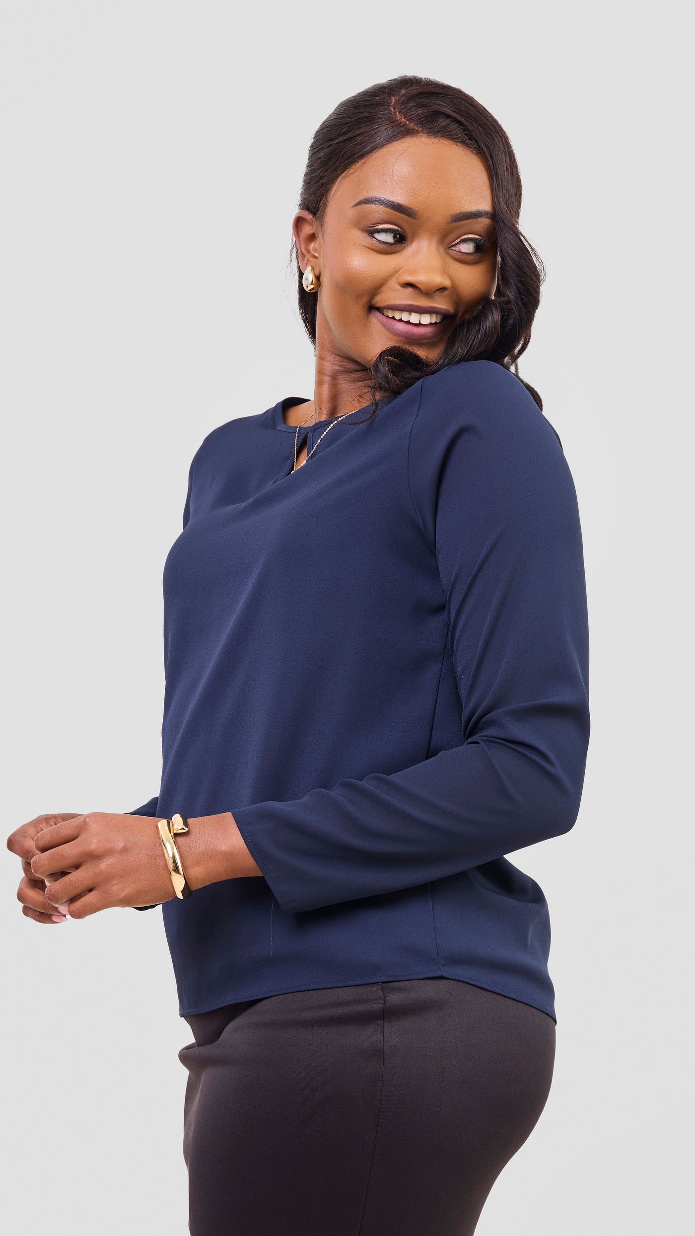 Vivo Sierra Long Sleeve Top(Double Layered) - Navy