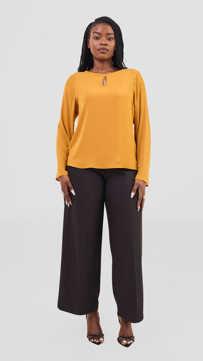 Vivo Sierra Long Sleeve Top(Double Layered) - Mustard