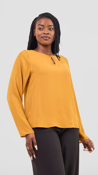 Vivo Sierra Long Sleeve Top(Double Layered) - Mustard