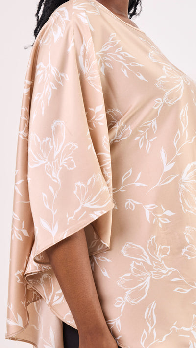 Vivo Sakari Circular Loose Top - Taupe / White Print