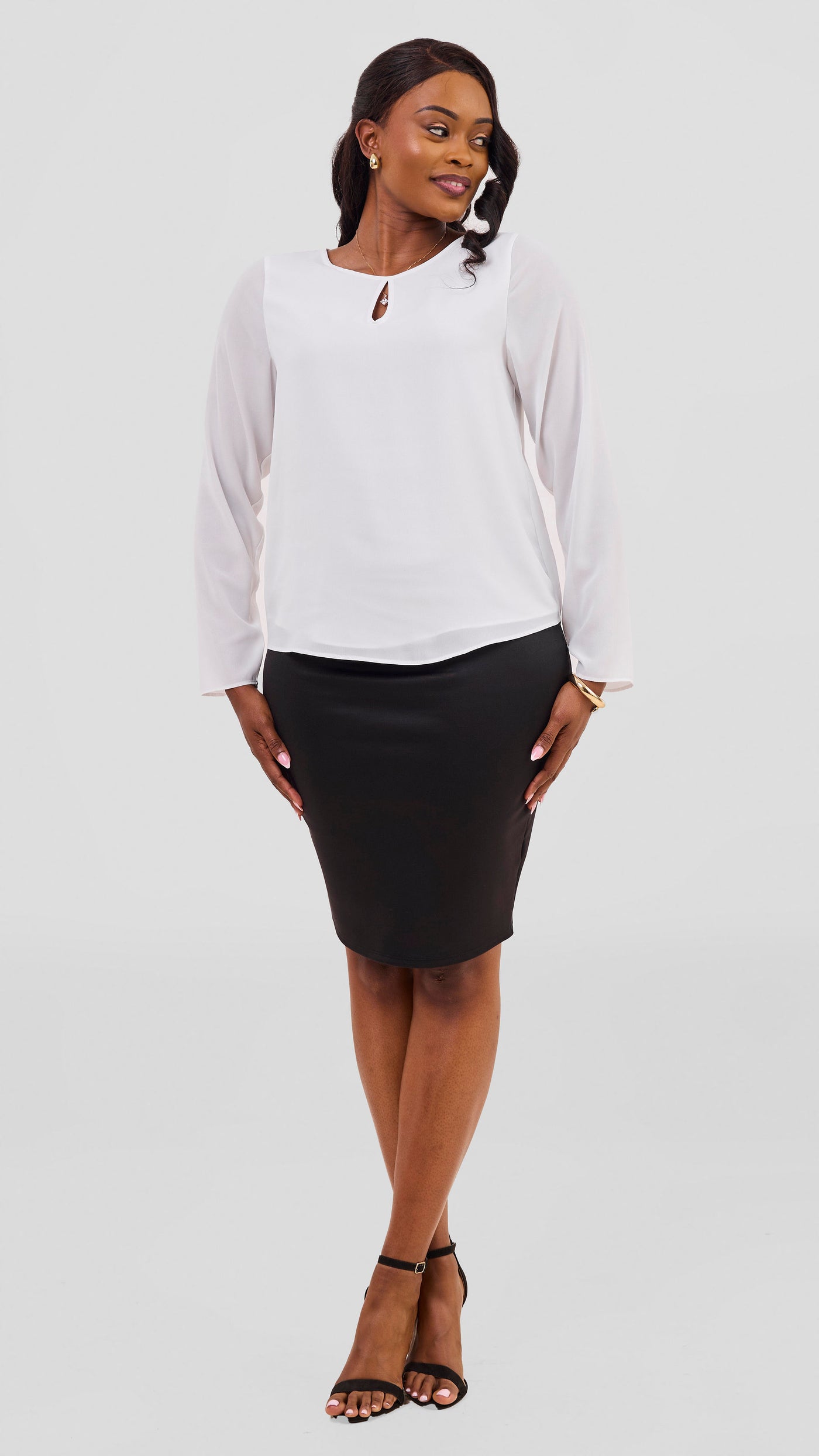 Vivo Sierra Long Sleeve Top (Double Layered) - White