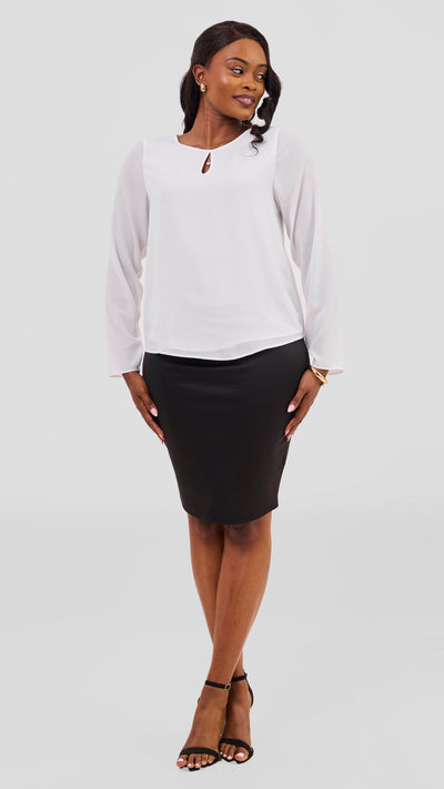 Vivo Sierra Long Sleeve Top (Double Layered) - White