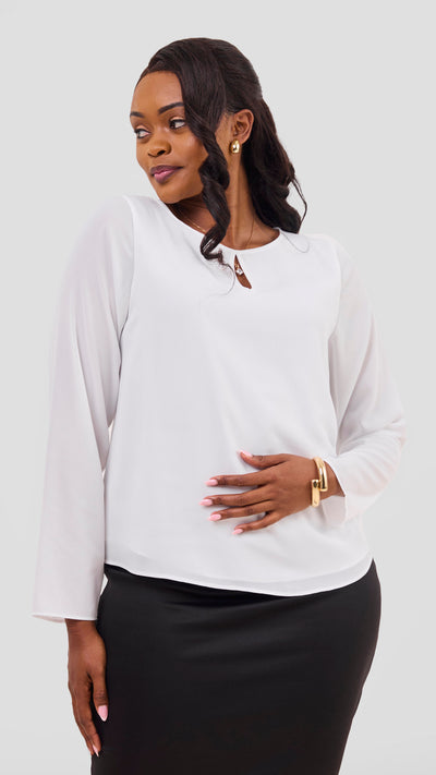Vivo Sierra Long Sleeve Top (Double Layered) - White