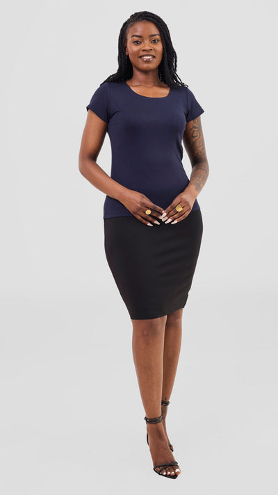 Vivo Everyday Cap Sleeve Top - Navy