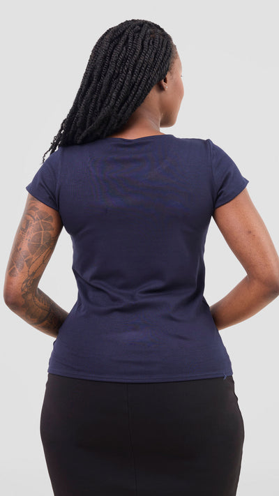 Vivo Everyday Cap Sleeve Top - Navy