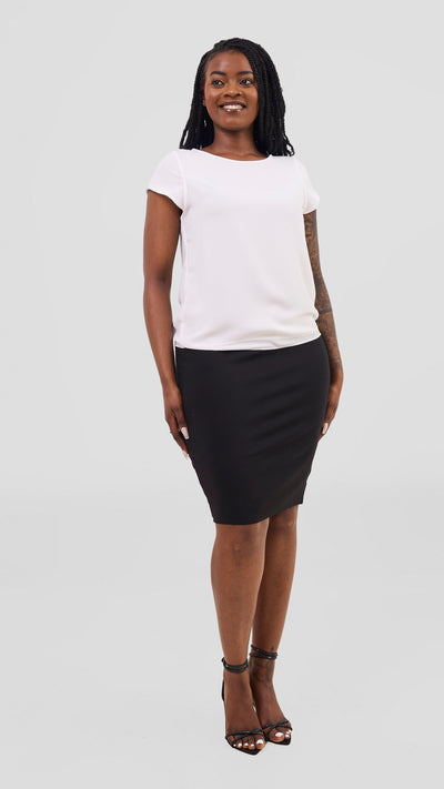 Vivo Basic Chiffon Cap Sleeve Top (Double Layered) - White