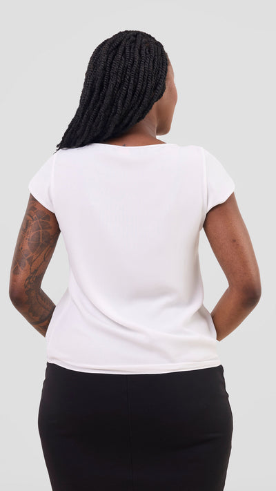 Vivo Basic Chiffon Cap Sleeve Top (Double Layered) - White