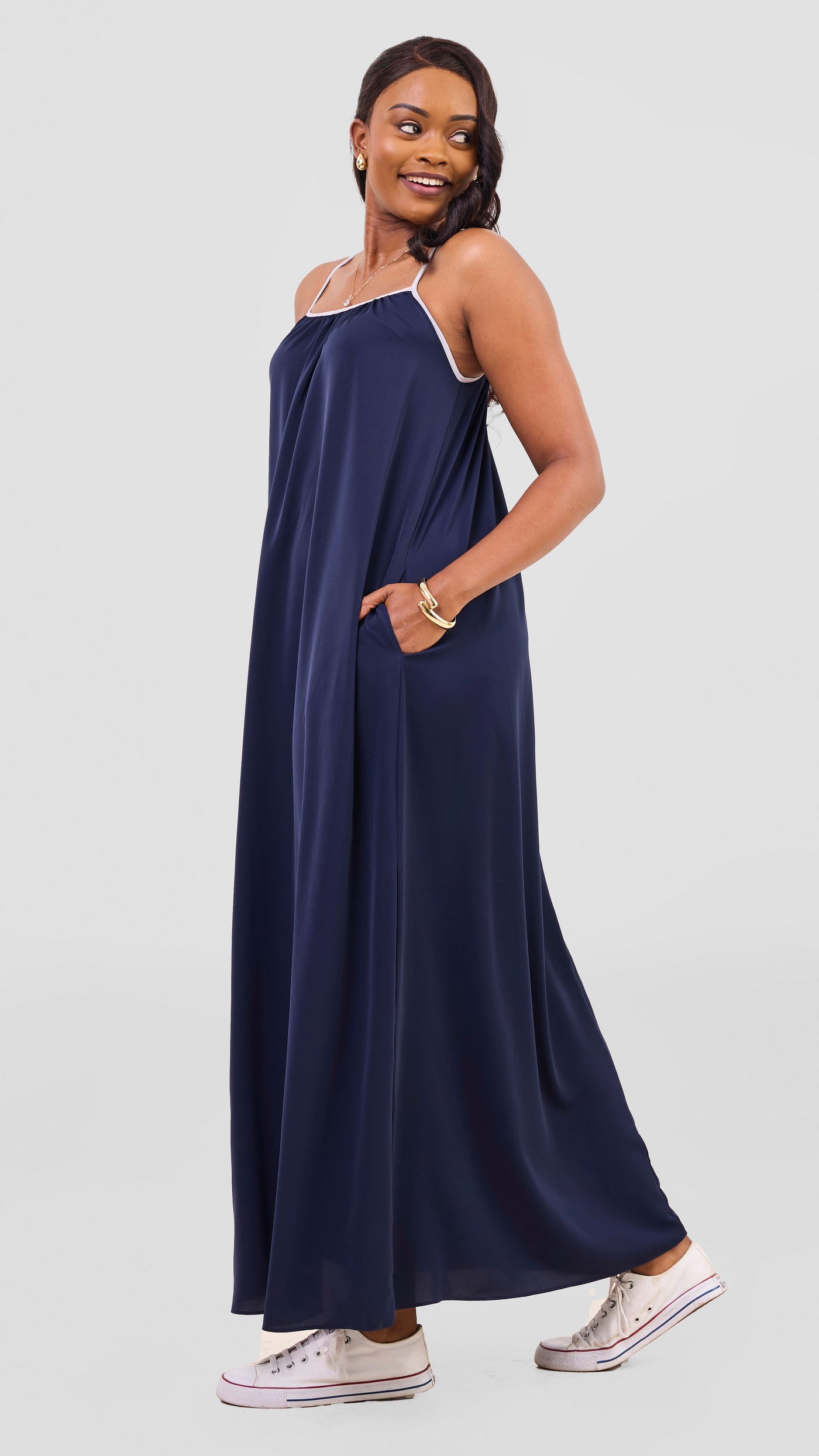 Vivo Nuru Strappy Maxi Dress - Navy