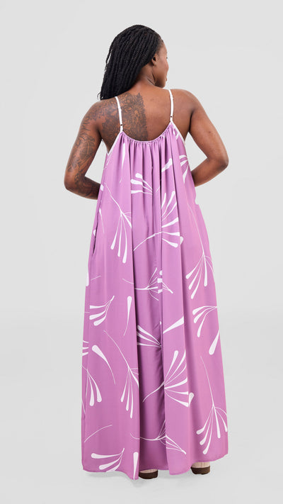 Vivo Nuru Strappy Maxi Dress - Lilac / White Uru Print