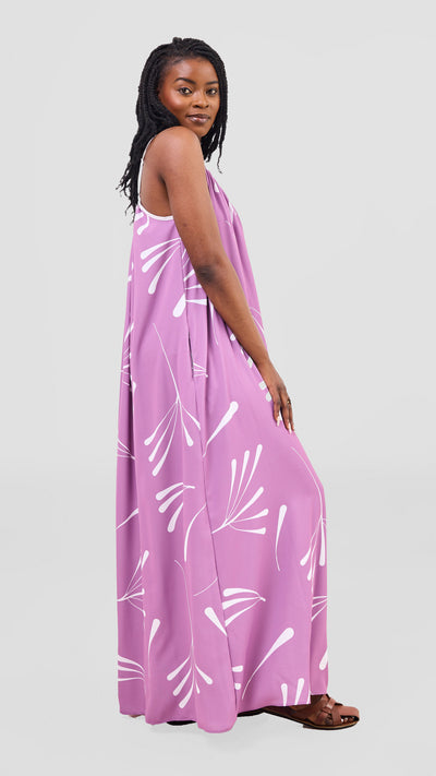 Vivo Nuru Strappy Maxi Dress - Lilac / White Uru Print
