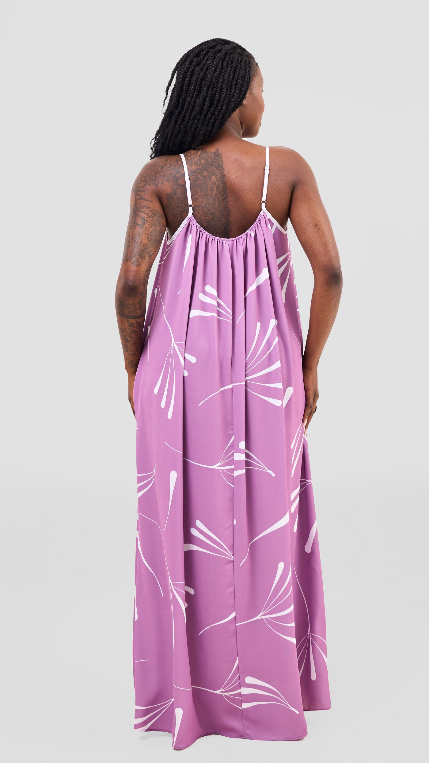 Vivo Nuru Strappy Maxi Dress - Lilac / White Uru Print