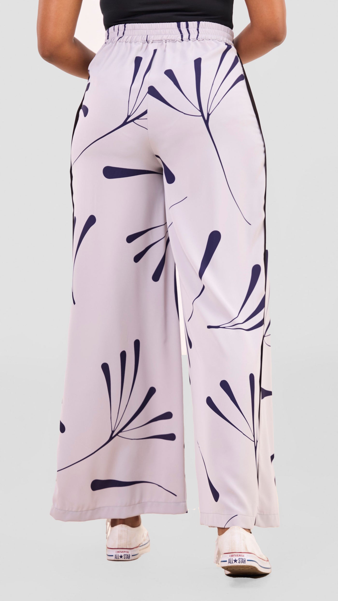 Vivo Nuru Side Panel Wide Leg Pants - Grey / Navy Uru Print