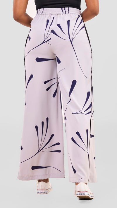 Vivo Nuru Side Panel Wide Leg Pants - Grey / Navy Uru Print