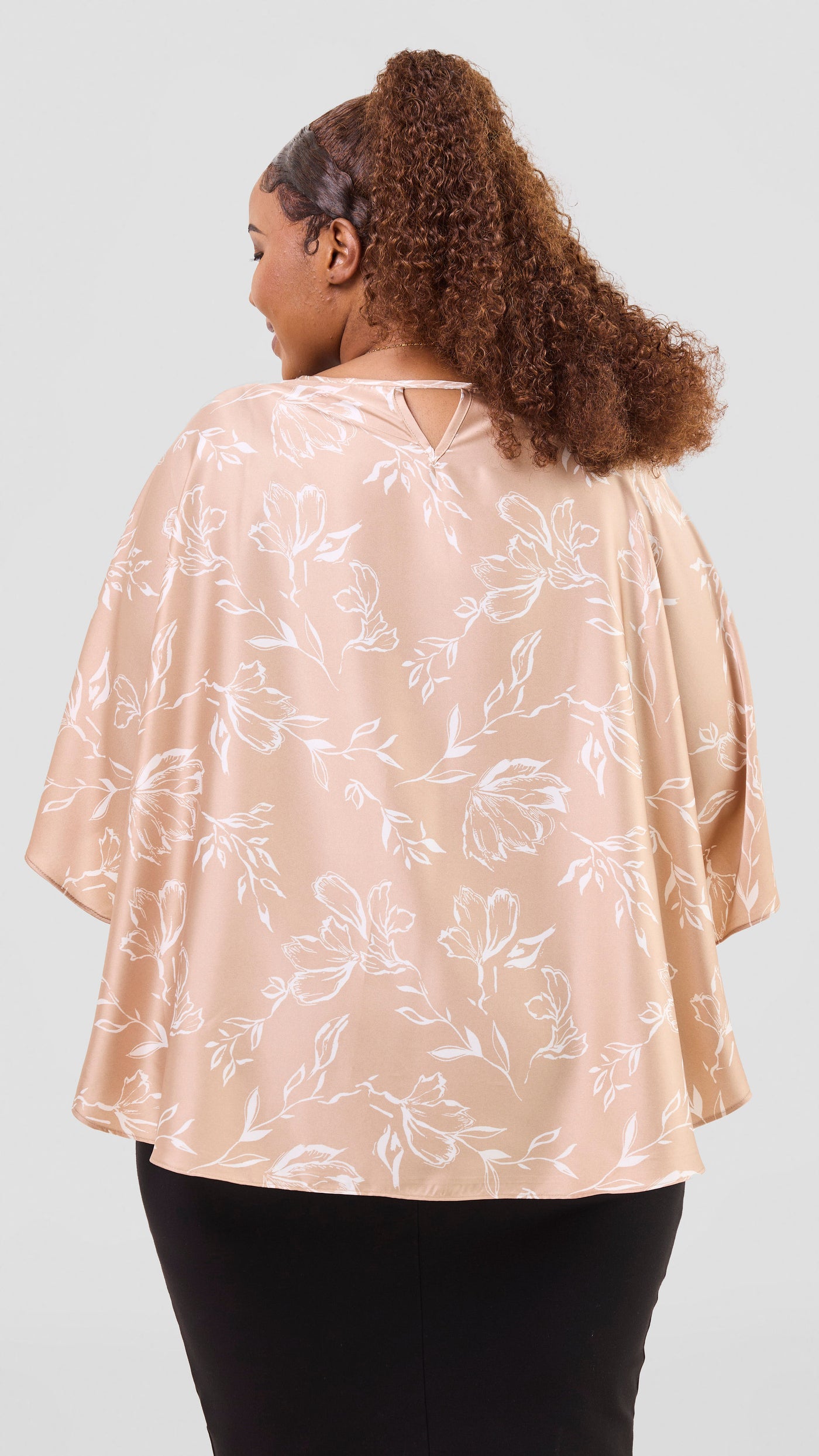 Vivo Sakari Circular Loose Top - Taupe / White Print