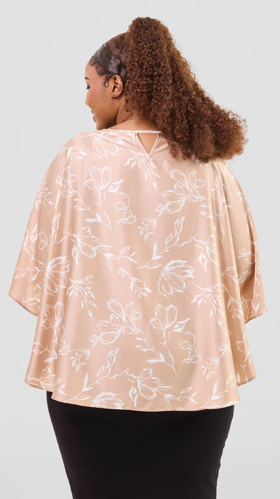 Vivo Sakari Circular Loose Top - Taupe / White Print