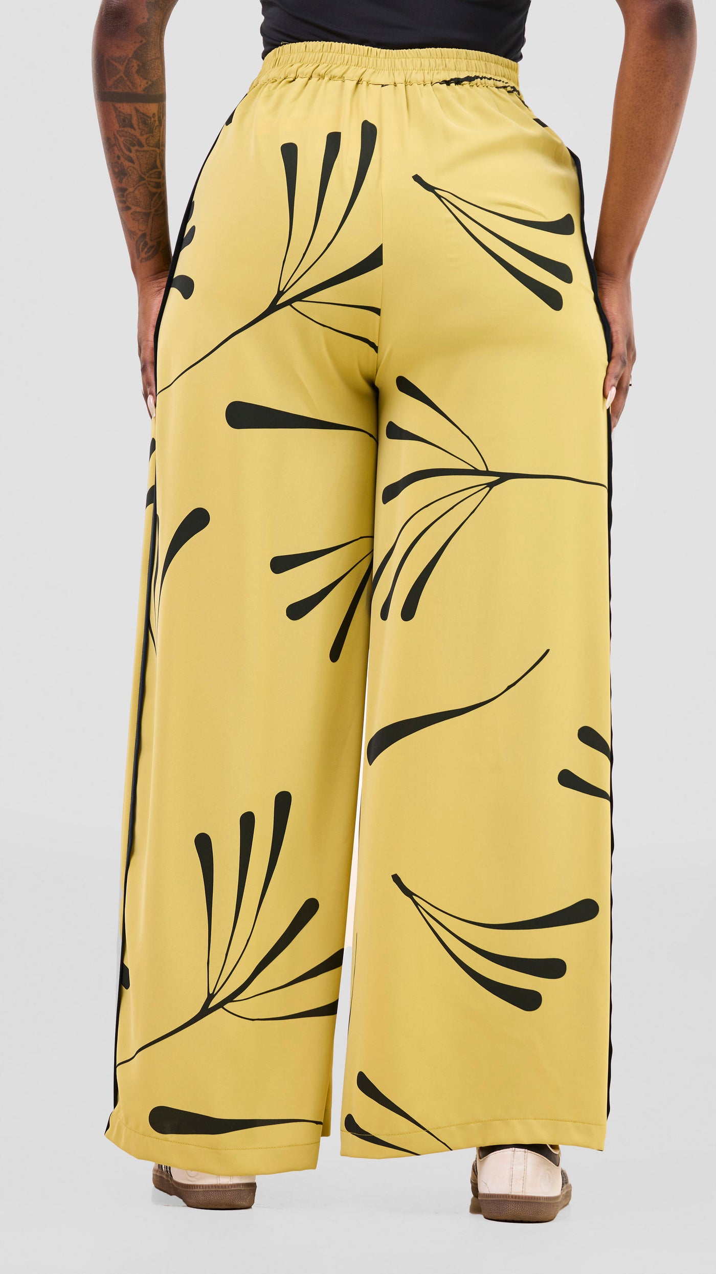 Vivo Nuru Side Panel Wide Leg Pants - Lime / Black Uru Print
